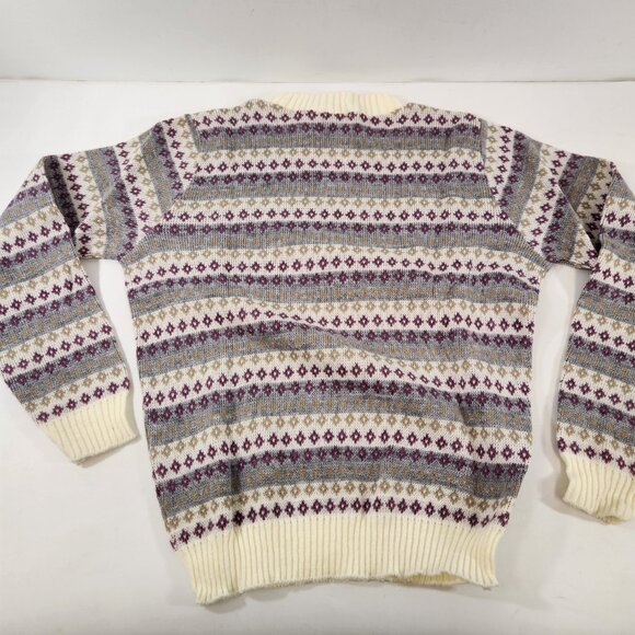 Vintage Sears Girls 14 Acrylic Sweater Striped Diamond Pattern Like New - Picture 5 of 9
